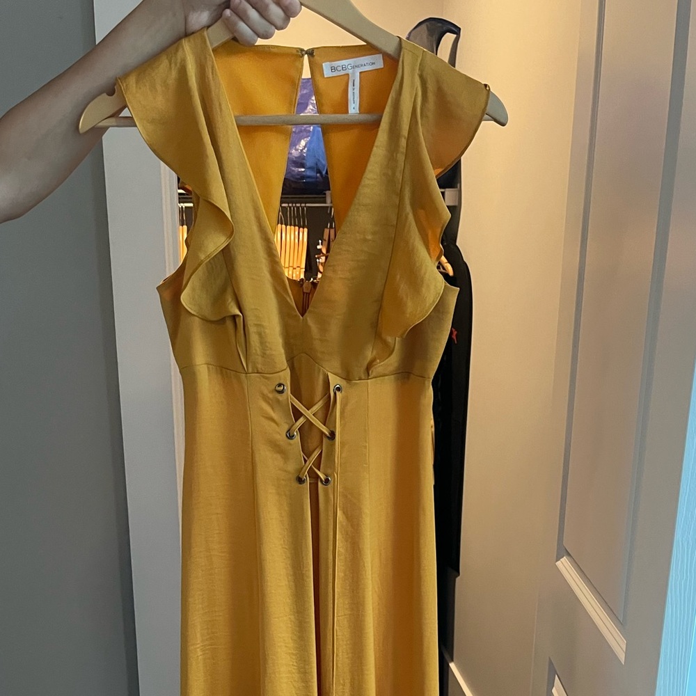 BCBG Floor Length Gold Dress